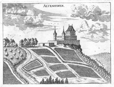 Engraving, View of Altenhof Castle, Upper Austria by Georg Matthaus Vischer